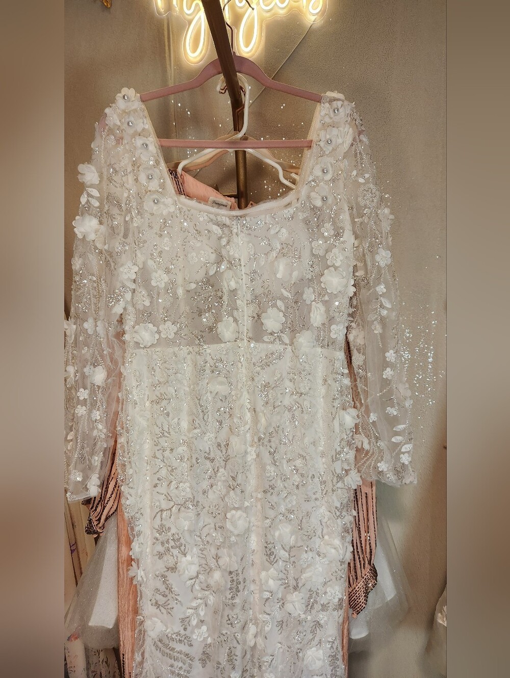 NWT Faeriesty Size XL Elegant Pearl Embellished 3D Floral Corseted Gown - Picture 7 of 16
